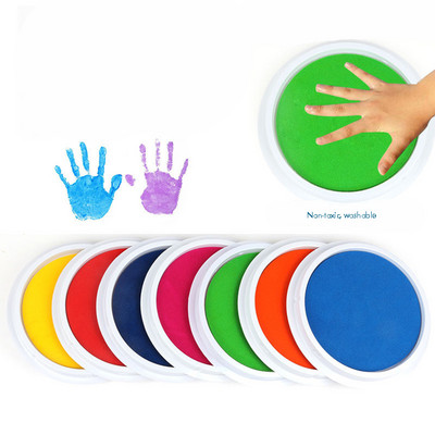 Έγχρωμη DIY Ink Pad Stamp, Washable Finger Painting Craft Inkpad Large round for Kid`s Rubber Stamp, Scrapbooking Cards