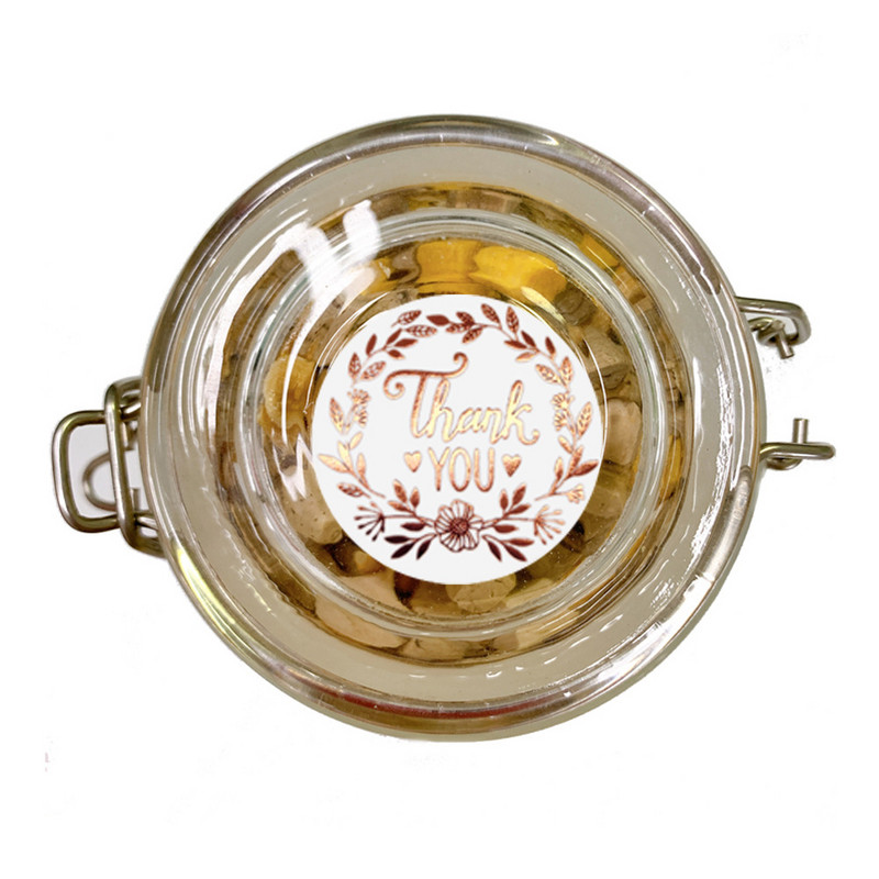 100-500 vnt 1,5 colio / 3,8 cm apvalus lazerinis angliškas padėkos užklijavimo lipdukas su vandeniui atsparia vestuvių šventės etikete