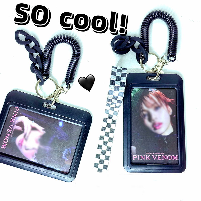 INS Vintage Black Photocard Holder Kpop Photo Sleeve Credit ID Bank Card Photo Display Holder Bus Card Защитен калъф Висулка