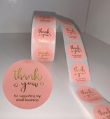 500 tk / rull Roosa Täname, et toetate minu väikeettevõtet Kleebised Sildid Tihendid Suurte tänukleebised | 1,5"