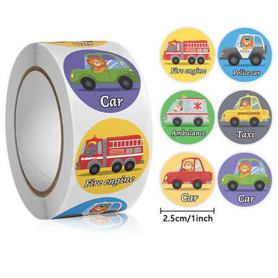 100-500 бр. Благодарствени стикери за превозни средства Сладък анимационен стикер за награда на учителя за такси за линейка за детски етикети за парти за рожден ден