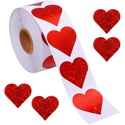 100-500 tk Sädelevad südamekleebised Punased Love Scrapbookingi liimkleebised sõbrapäeva pulmakaunistusega kirjatarvete kleebis