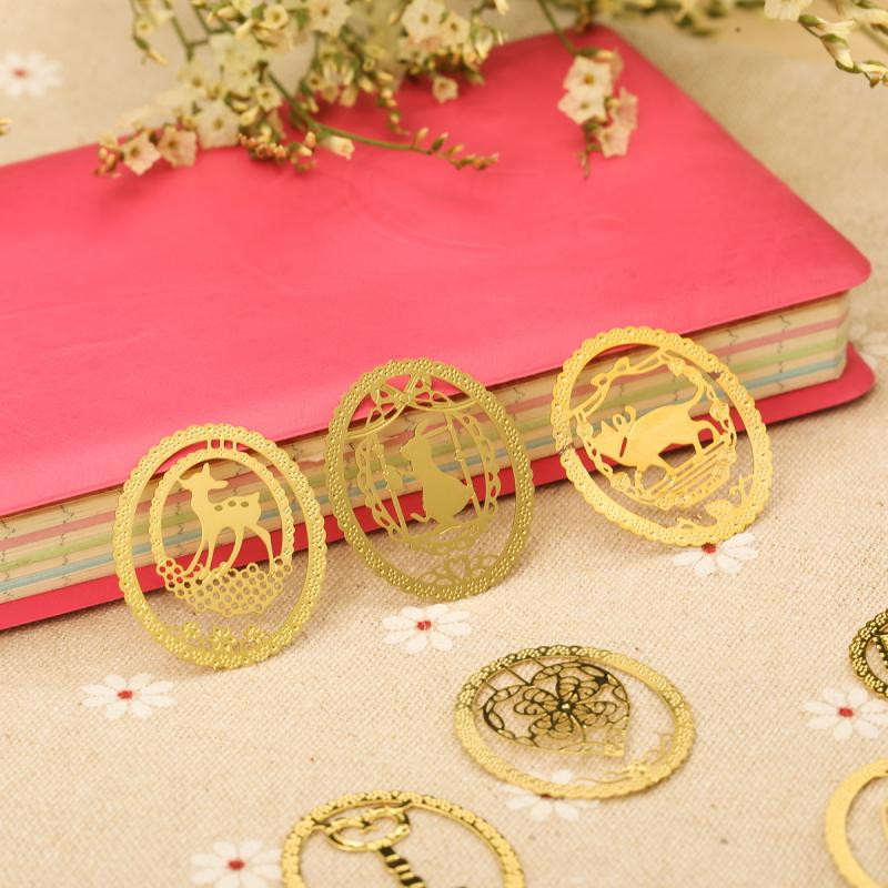 1 бр. Произволни кръгли метални фини метални отметки Маркери Канцеларски материали Подарък Реалистични Kawaii Карикатурни отметки Офис Училищни принадлежности