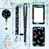 Макара за значка с лазерна пеперуда Прибираща се катарама Връзка Държач за удостоверения Държач за значка Лесно натискане и дръпване Аксесоари за медицинска сестра за работа