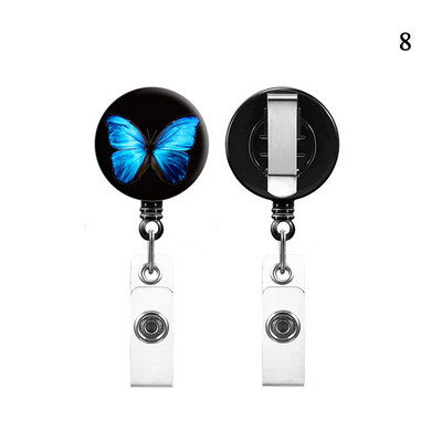 Макара за значка с лазерна пеперуда Прибираща се катарама Връзка Държач за удостоверения Държач за значка Лесно натискане и дръпване Аксесоари за медицинска сестра за работа