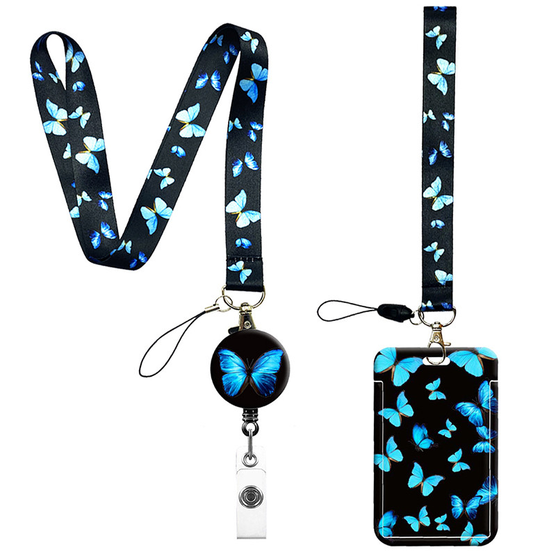Макара за значка с лазерна пеперуда Прибираща се катарама Връзка Държач за удостоверения Държач за значка Лесно натискане и дръпване Аксесоари за медицинска сестра за работа