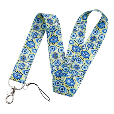 Ransitute R2945 турски Evil Eye ремък за ключове ID Card Gym Phone презрамки USB държач за значка Направи си сам Hang Rope Lariat ремък подаръци