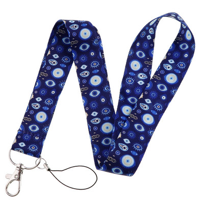 Ransitute R2945 турски Evil Eye ремък за ключове ID Card Gym Phone презрамки USB държач за значка Направи си сам Hang Rope Lariat ремък подаръци