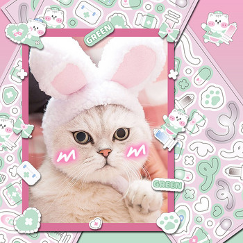 MOHAMM 12 φύλλα Glitter Cute Cat αυτοκόλλητα κινουμένων σχεδίων για φωτογραφικές κάρτες Κολάζ DIY Craft Projects Διακόσμηση σελίδας περιοδικού