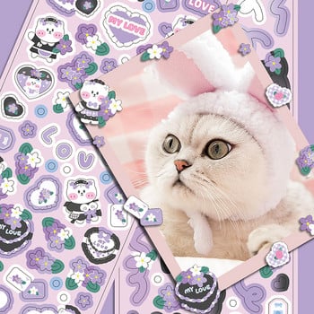 MOHAMM 12 φύλλα Glitter Cute Cat αυτοκόλλητα κινουμένων σχεδίων για φωτογραφικές κάρτες Κολάζ DIY Craft Projects Διακόσμηση σελίδας περιοδικού