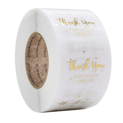 100-500 vnt. skaidrios etiketės, ačiū už užsakymą Lipdukai Antspaudų etiketės parduotuvėms Verslo pakuotės raštinės reikmenų lipdukas