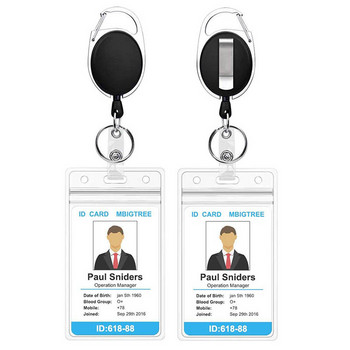 Νέα μαύρη αναδιπλούμενη ράβδος έλξης καρουλιού ABS Πλαστικός χαρακτήρας Κλιμακούμενος Γυναικείος Άντρες Έκθεση PVC Διαφανής θήκη επαγγελματικής κάρτας