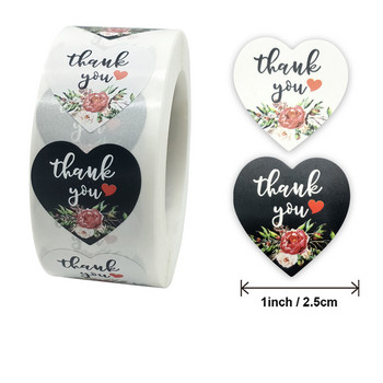 100-500 τμχ Ευχαριστώ Αυτοκόλλητα Καρδιά Floral σφραγίδα Ετικέτες Χαριτωμένα χάρτινα αυτοκόλλητα για κάρτες γάμου Φάκελοι Αυτοκόλλητα χαρτικά