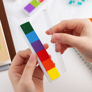 Σχολικό γραφείο DIY Crafts Scrapbooking Rainbow Ink Pad Gradient Color Ink Pad Stamp Oil Based Newborn Footprint Inkpad