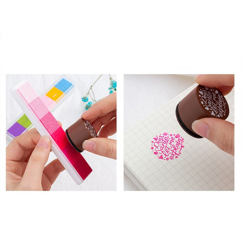 Mokyklos biuras „Pasidaryk pats“ amatai „Scrapbooking Rainbow Ink Pad Gradient Color Ink Pad Stamp“ aliejaus pagrindo „Newborn Footprint Inkpad“