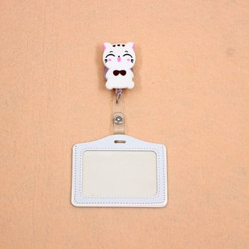 3Colors Cats Silicone Badge Scroll Nurse Reel Character Office Scalable Student Nurse Exhibition PU Business Card Badge Holder