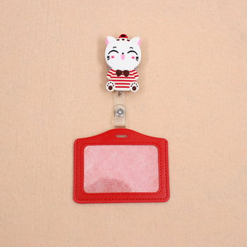 3Colors Cats Silicone Badge Scroll Nurse Reel Character Office Scalable Student Nurse Exhibition PU Business Card Badge Holder