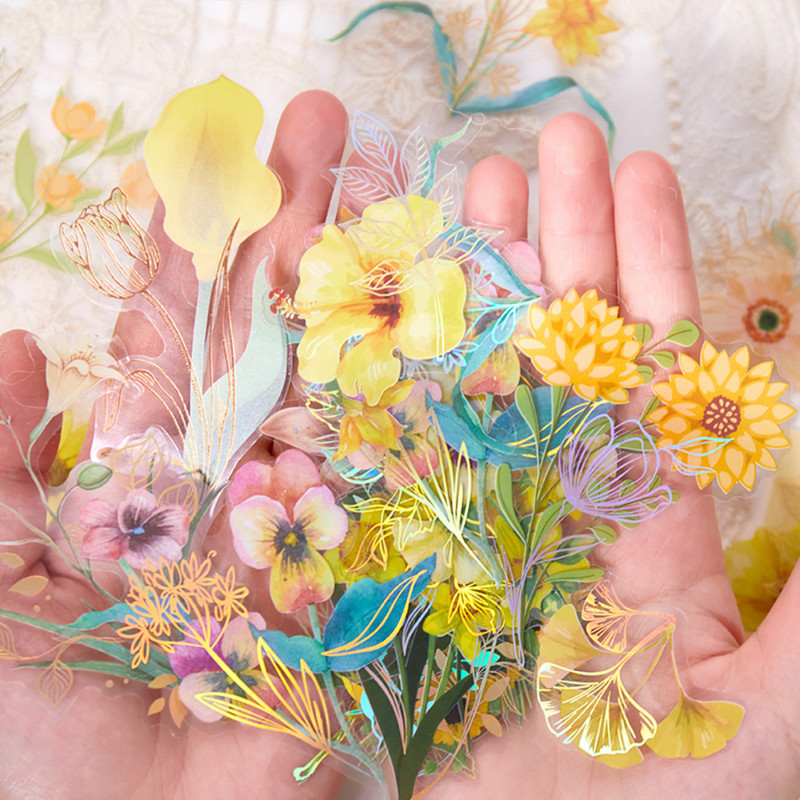 Mr.paper 6 стила 40 бр./чанта Естетични стикери за цветя Опаковка Свежи растения Ръчна сметка Направи си сам Материал Декоративни стикери за канцеларски материали