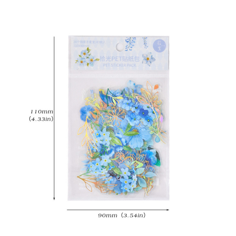 Mr.paper 6 стила 40 бр./чанта Естетични стикери за цветя Опаковка Свежи растения Ръчна сметка Направи си сам Материал Декоративни стикери за канцеларски материали