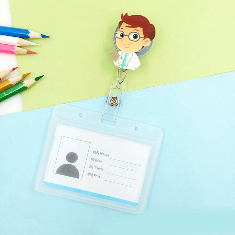 Сладък дизайн Акрилна значка Свитък Медицинска сестра и лекар Офис Макара Герои Бонбонени цветове Мащабируема изложбена визитка Поставка за значка