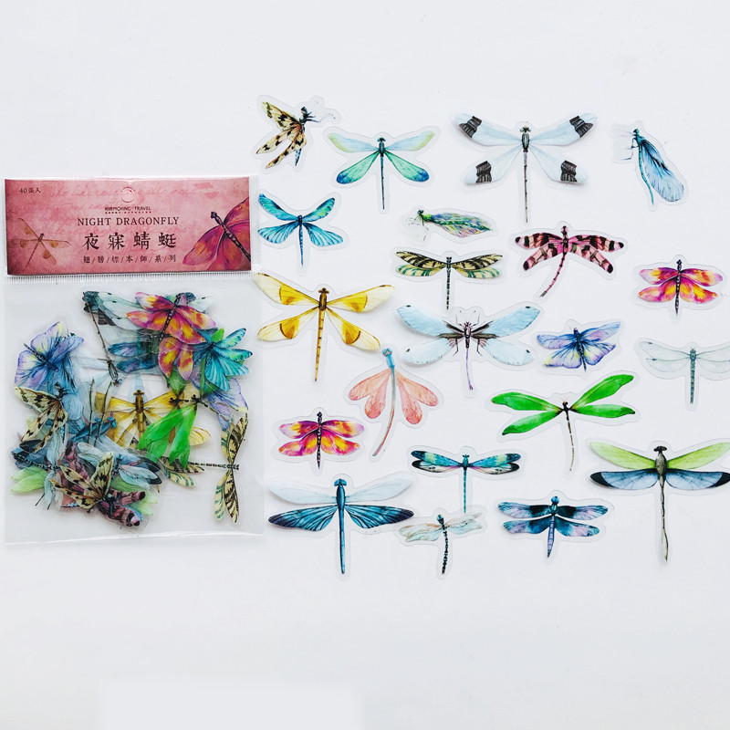 40 vnt. / Pakuotė Vabzdžiai Laumžirgis Drugelis PVC pavyzdžiai Dekoratyviniai lipdukai „Pasidaryk pats“ knygų albumo puošmena