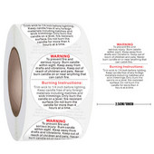 50-500 vnt žvakių indelių talpyklų etiketės vaško tirpimo saugos lipdukai Žvakių stiklainių ir votų lipdukas 1 colio įspėjamasis lipdukas