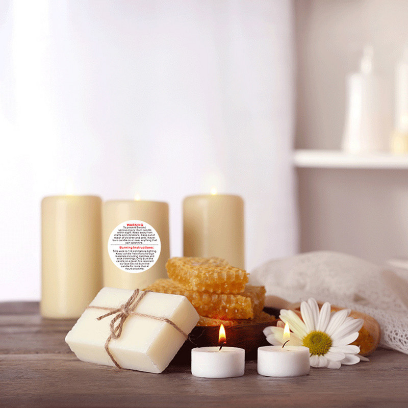 50-500 vnt žvakių indelių talpyklų etiketės vaško tirpimo saugos lipdukai Žvakių stiklainių ir votų lipdukas 1 colio įspėjamasis lipdukas