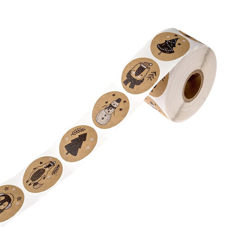 100-500 бр. 6 дизайна 1 инч Коледна тема Печатни етикети Стикери за Направи си сам Подарък Печене Пакет Плик Канцеларски Декорация