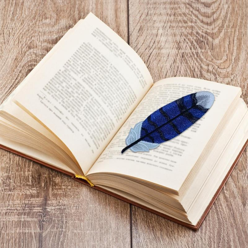 Plunksna žymė rankomis išsiuvinėtas knygų puslapių žymeklis Motinos diena Kalėdos Valentino diena Mokytojo dienos dovana knygnešiui ir