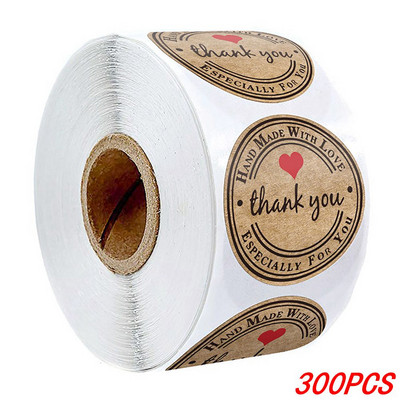 100-500db 1 hüvelykes vintage nátronpapír, kézzel készített szeretet matricák a csomaghoz köszönöm Írószer öntapadó címkék sütési pecsétek