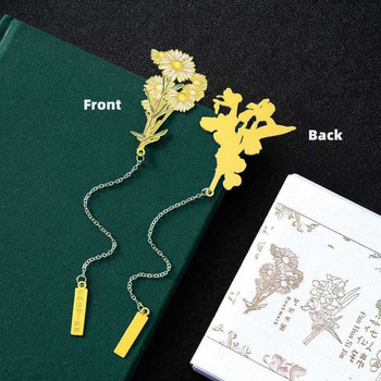 Творчески цветя в китайски стил Месингова отметка с висулка с пискюл Ретро щипки за книги Студентски изящни сувенири Училищни офис консумативи