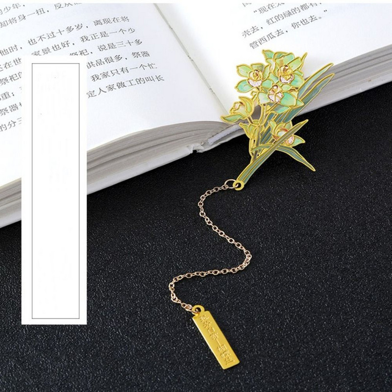 Kreativno cvijeće u kineskom stilu, mjedena knjižna oznaka s privjeskom s resicama Retro štipaljke za knjige Učenički fini suvenir Školski uredski pribor