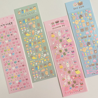 Aranyos rózsaszín lézeres szerelmes medve matrica Scrapbooking képkeret kézzel készített szerelemmel Irodaszerek Dekoratív Kawaii matricák Művészeti kellékek