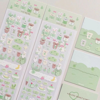 Aranyos rózsaszín lézeres szerelmes medve matrica Scrapbooking képkeret kézzel készített szerelemmel Irodaszerek Dekoratív Kawaii matricák Művészeti kellékek