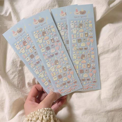 Aranyos rózsaszín lézeres szerelmes medve matrica Scrapbooking képkeret kézzel készített szerelemmel Irodaszerek Dekoratív Kawaii matricák Művészeti kellékek
