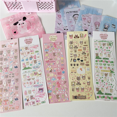 Aranyos rózsaszín lézeres szerelmes medve matrica Scrapbooking képkeret kézzel készített szerelemmel Irodaszerek Dekoratív Kawaii matricák Művészeti kellékek