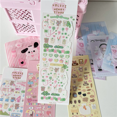Aranyos rózsaszín lézeres szerelmes medve matrica Scrapbooking képkeret kézzel készített szerelemmel Irodaszerek Dekoratív Kawaii matricák Művészeti kellékek