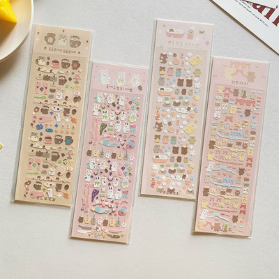 Aranyos rózsaszín lézeres szerelmes medve matrica Scrapbooking képkeret kézzel készített szerelemmel Irodaszerek Dekoratív Kawaii matricák Művészeti kellékek