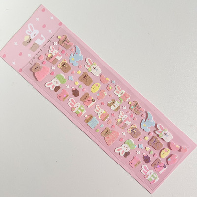 Aranyos rózsaszín lézeres szerelmes medve matrica Scrapbooking képkeret kézzel készített szerelemmel Irodaszerek Dekoratív Kawaii matricák Művészeti kellékek