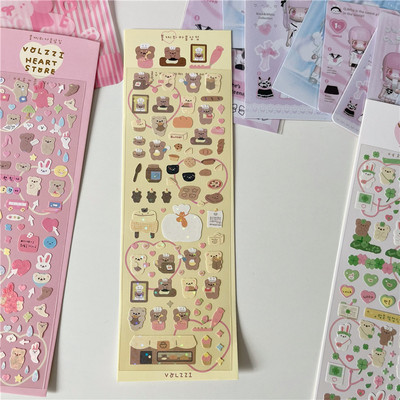 Aranyos rózsaszín lézeres szerelmes medve matrica Scrapbooking képkeret kézzel készített szerelemmel Irodaszerek Dekoratív Kawaii matricák Művészeti kellékek