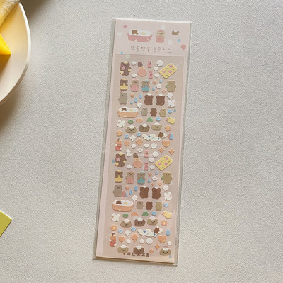 Aranyos rózsaszín lézeres szerelmes medve matrica Scrapbooking képkeret kézzel készített szerelemmel Irodaszerek Dekoratív Kawaii matricák Művészeti kellékek