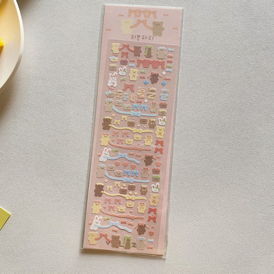 Aranyos rózsaszín lézeres szerelmes medve matrica Scrapbooking képkeret kézzel készített szerelemmel Irodaszerek Dekoratív Kawaii matricák Művészeti kellékek