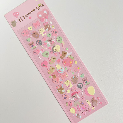 Aranyos rózsaszín lézeres szerelmes medve matrica Scrapbooking képkeret kézzel készített szerelemmel Irodaszerek Dekoratív Kawaii matricák Művészeti kellékek