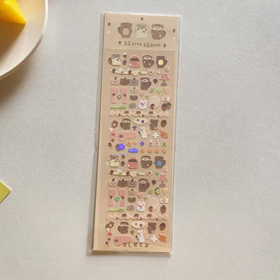 Aranyos rózsaszín lézeres szerelmes medve matrica Scrapbooking képkeret kézzel készített szerelemmel Irodaszerek Dekoratív Kawaii matricák Művészeti kellékek