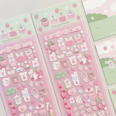 Aranyos rózsaszín lézeres szerelmes medve matrica Scrapbooking képkeret kézzel készített szerelemmel Irodaszerek Dekoratív Kawaii matricák Művészeti kellékek