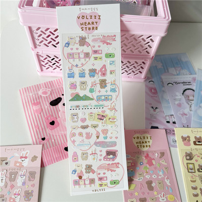 Aranyos rózsaszín lézeres szerelmes medve matrica Scrapbooking képkeret kézzel készített szerelemmel Irodaszerek Dekoratív Kawaii matricák Művészeti kellékek