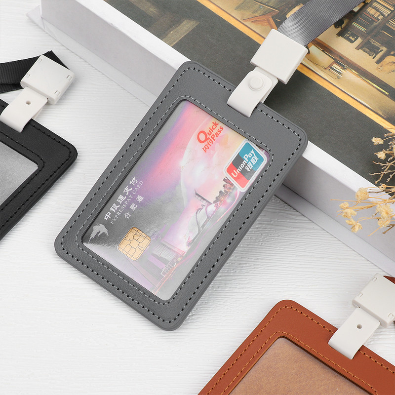 Sklopivi kožni držač za bedž za identifikacijsku uzicu Oznaka s imenom Bus Pass Kućište za kartice Držač radne kartice za osoblje s uzicom