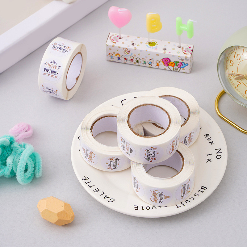 100-500 бр. 1 инчови сладки стикери за честит рожден ден за опаковане на подаръци, декорация, плик, запечатващ етикет, детски играчки, стикери за канцеларски материали