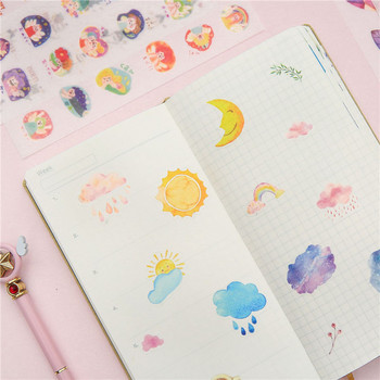 6 листа/пакет Карикатура Cat Washi Paper Sticker Kawaii Journal Stickers Scrapbooking Daily Planner Канцеларски материали