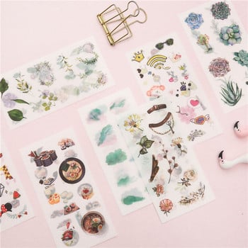 6 φύλλα/συσκευασία Cartoon Cat Washi Paper Sticker Kawaii Journal Αυτοκόλλητα Scrapbooking Daily Planner Χαρτικά Προμήθειες